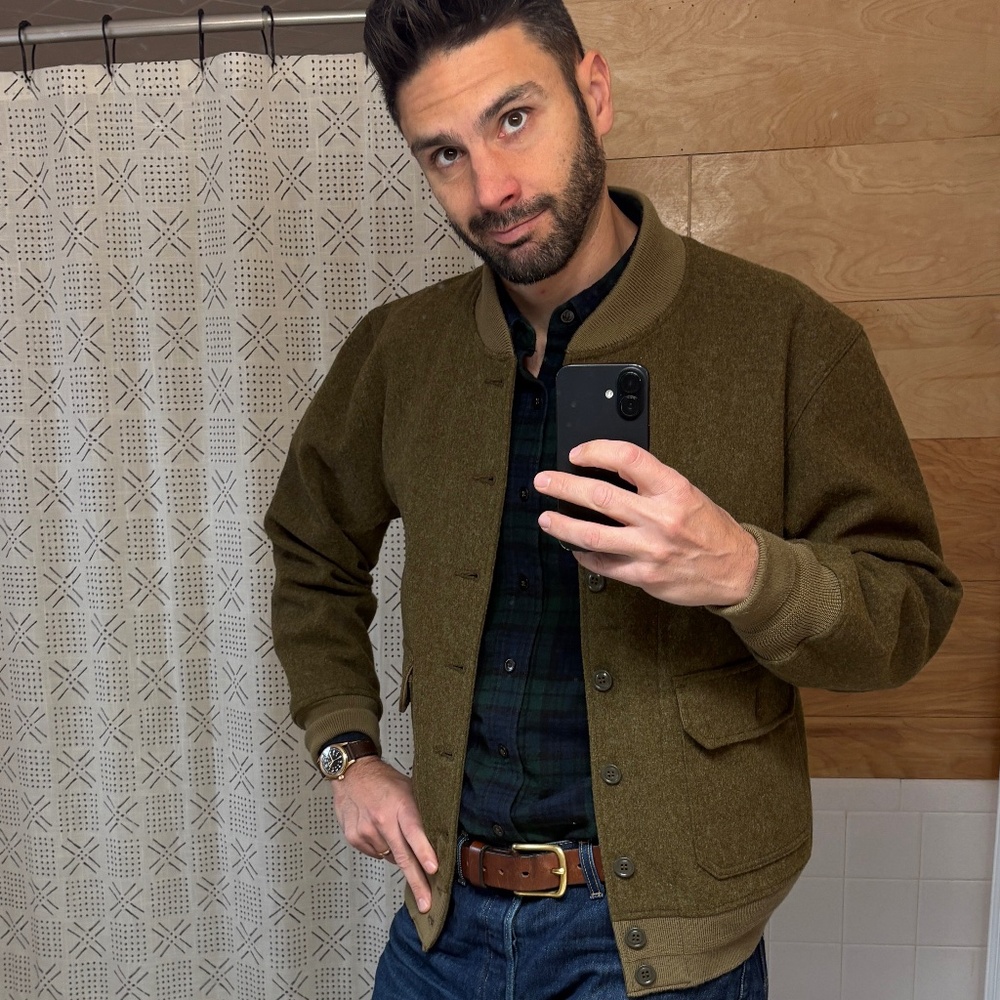 NWT M Filson CCC Wool Bomber in Marsh Olive